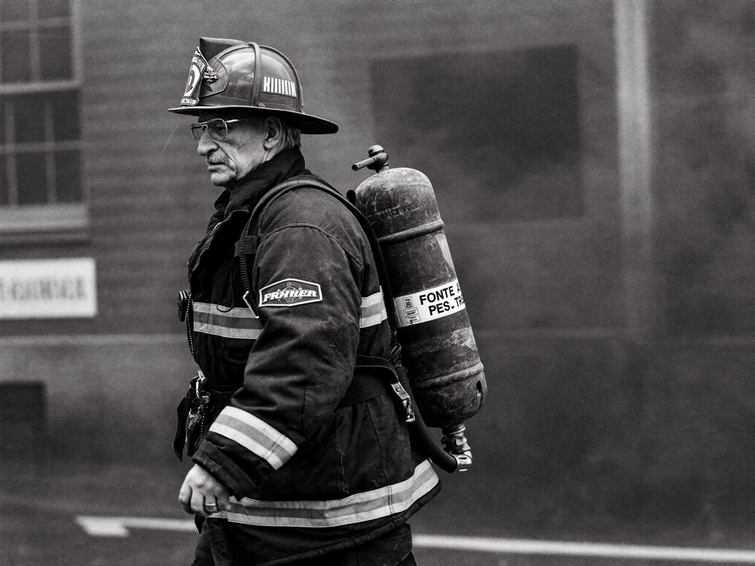 A veteran firefighter at the scene